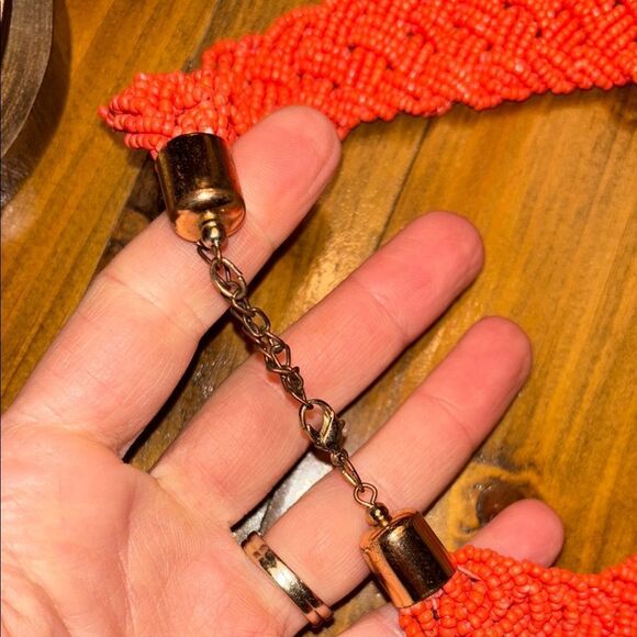 Coral and Breaded Bead Women's Necklace Set - Picture 9 of 10